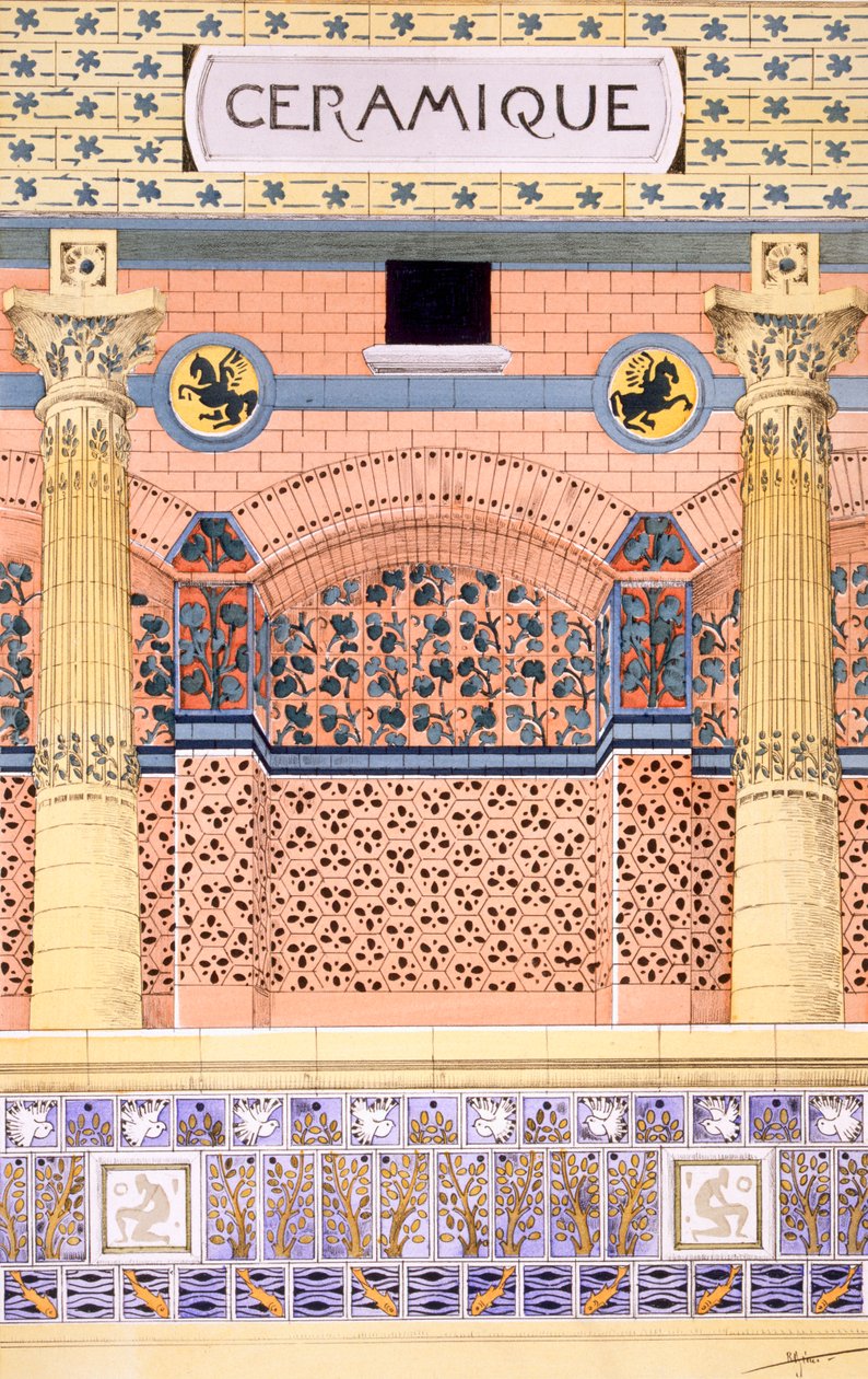 Ceramika: projekty do kafelków ściennych, z „Szkiców dekoracyjnych”, ok. 1895 r. autorstwa Rene Binet