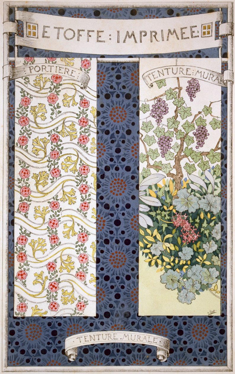Wzory na drukowane tkaniny, z „Szkiców dekoracyjnych”, ok. 1895 r. autorstwa Rene Binet