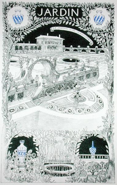 Projekt ogrodu, Ogród ceramika, z „Esquisses Decoratives par Rene Binet”, Gustave Geffroy (1855-1926), wydana ok. 1895 autorstwa Rene Binet