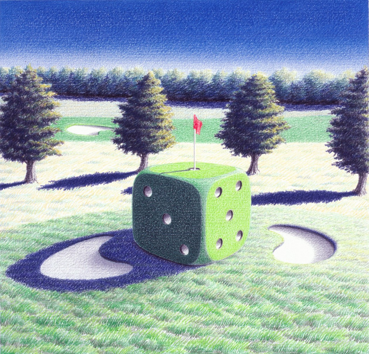 Gamble, 2002, Värikynäpiirros paperikiillotuksella autorstwa Rene Boin