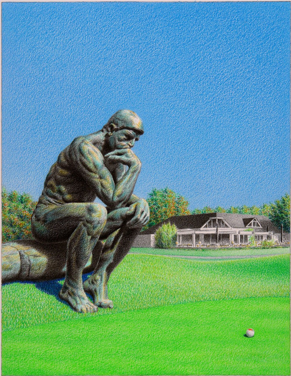 RODIN-Golf, 2022, Rysunek ołówkiem na papierze autorstwa Rene Boin