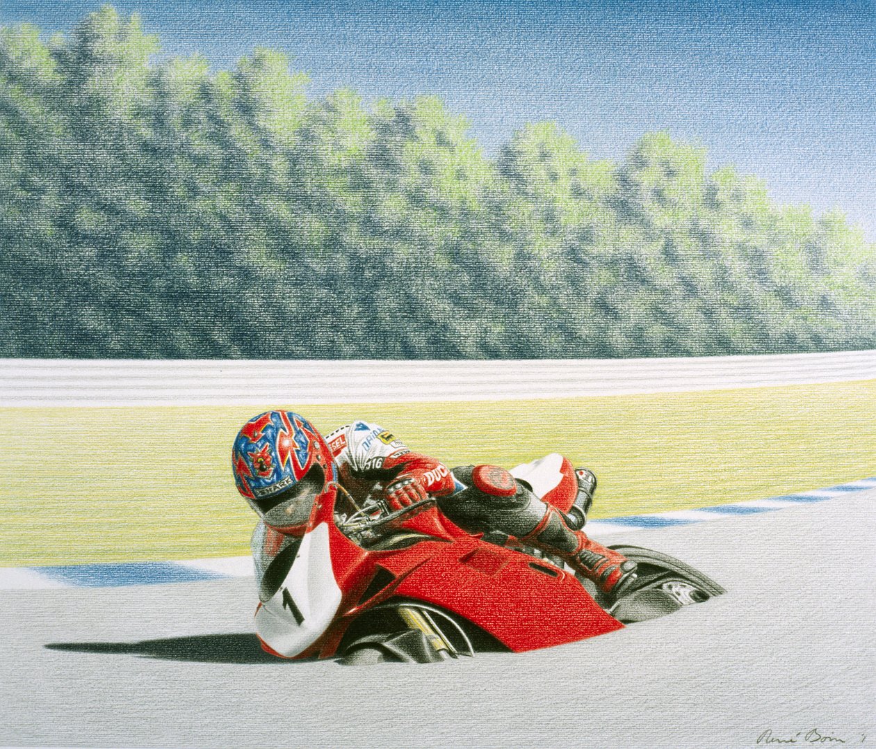 Roadrace, 2001, Rysunek ołówkiem na papierze autorstwa Rene Boin