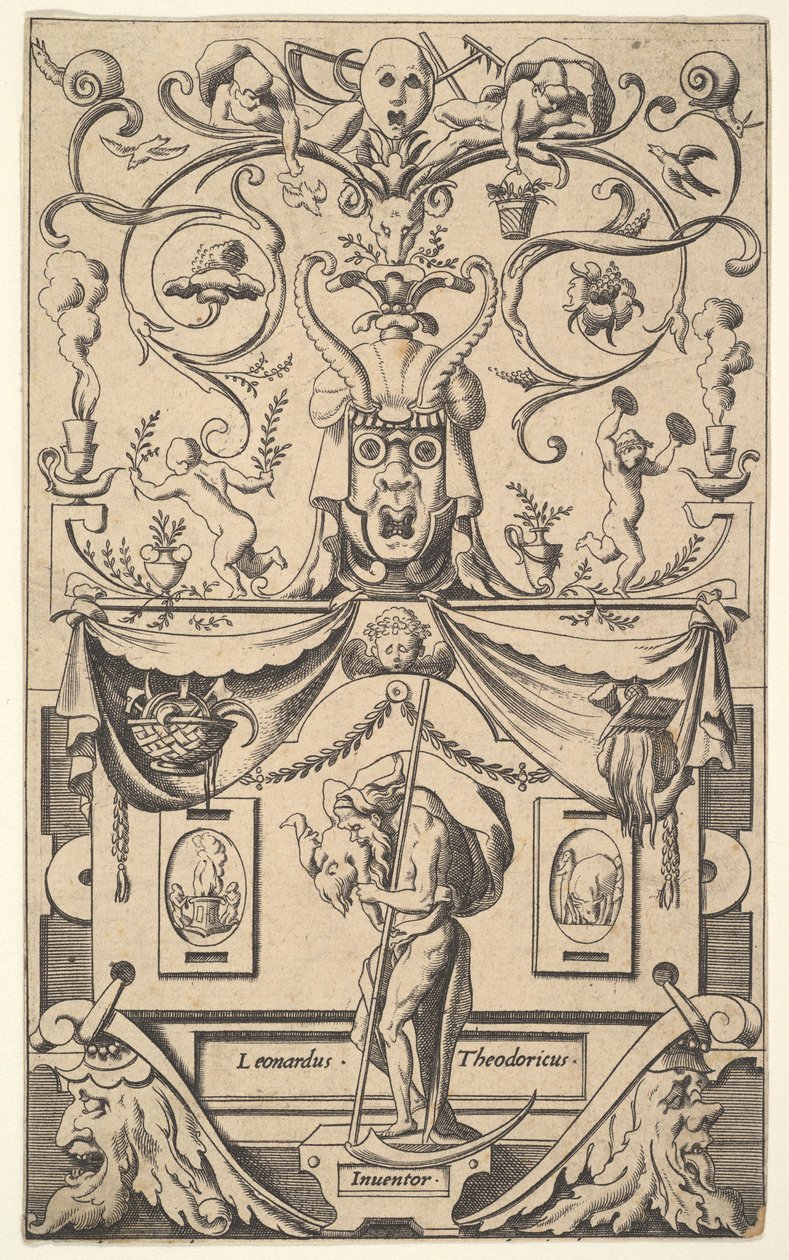 Panel z postacią Saturna, płyta 1, ca. 1550-65. autorstwa Rene Boyvin