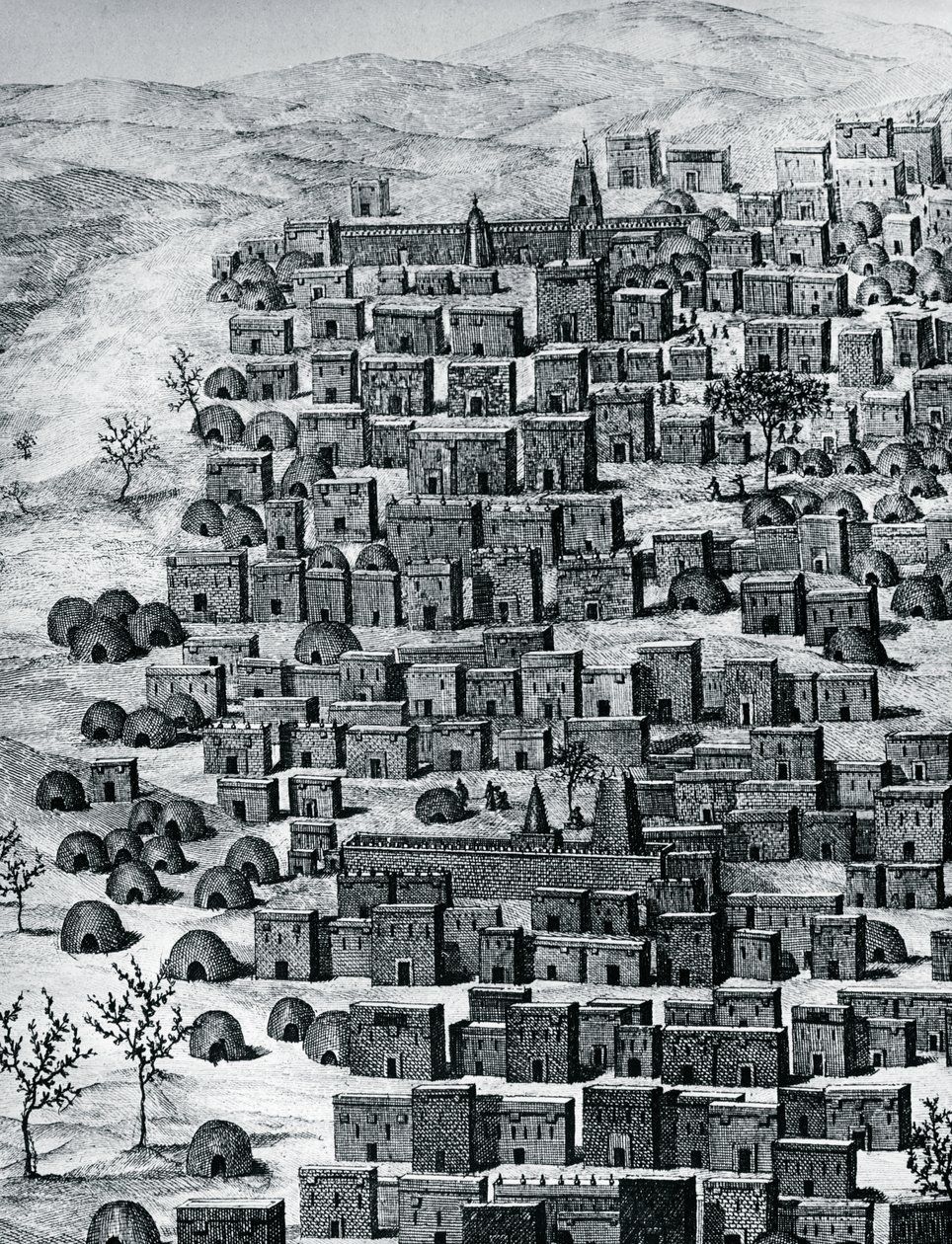 Widok miasta Timbuktu, Mali, rycina z Podróży przez Afrykę Środkową do Timbuktu, autorstwa Rene Caillie (1799-1838) między 1824 a 1828, Afryka autorstwa Rene Caillie