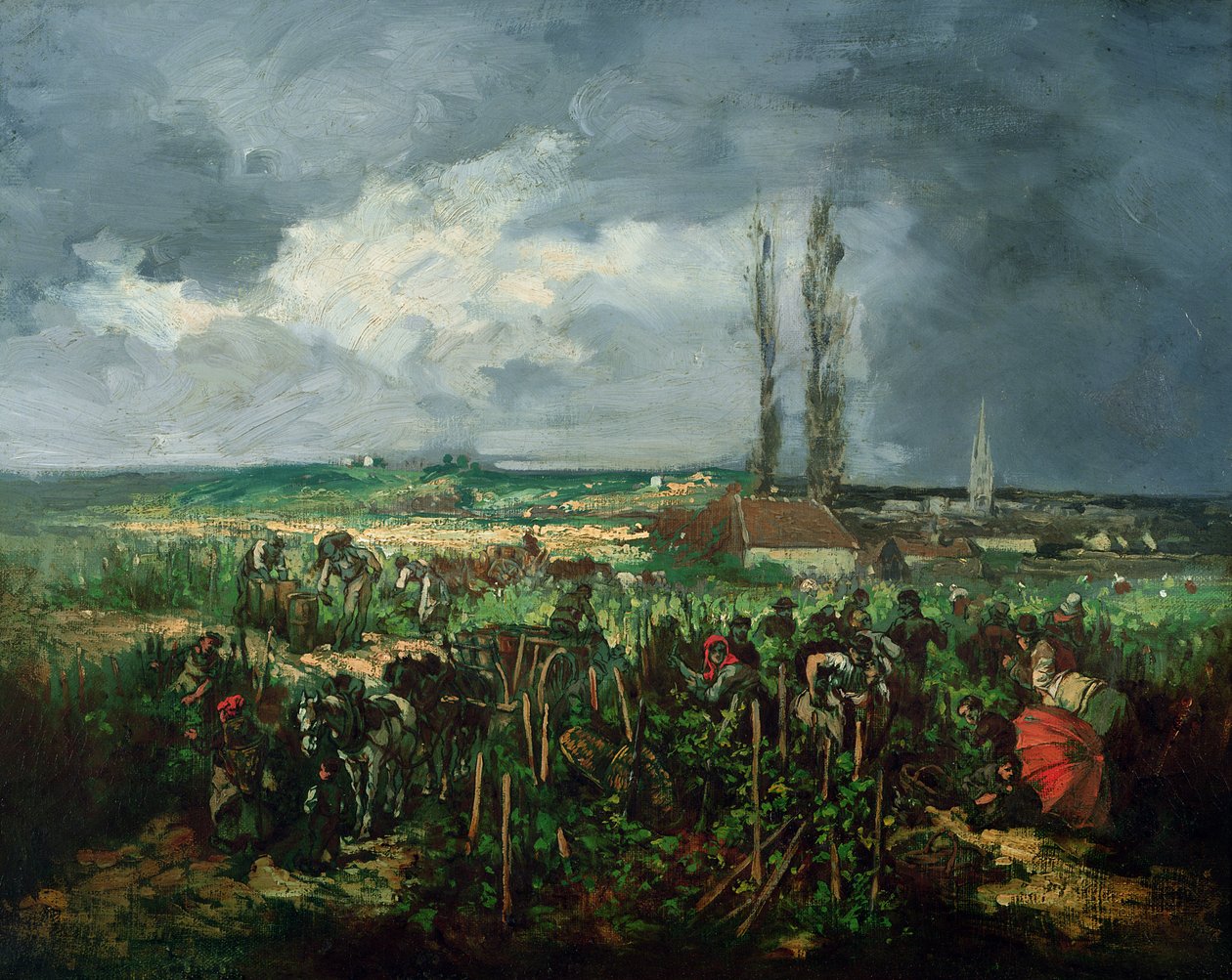 Zbiory winogron w Argenteuil, 1875 autorstwa Rene Charles Louise Debreaux
