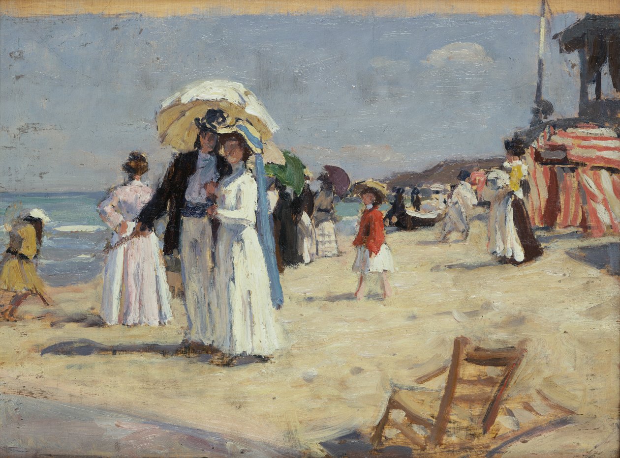 Para na plaży w Cabourg (olej na płótnie) autorstwa René François Xavier Prinet