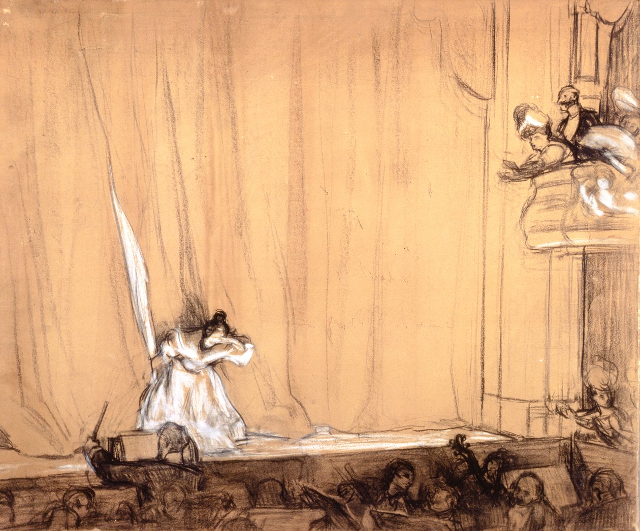 Le Salut de la Divette (ołówek i biała kreda na papierze) autorstwa René François Xavier Prinet