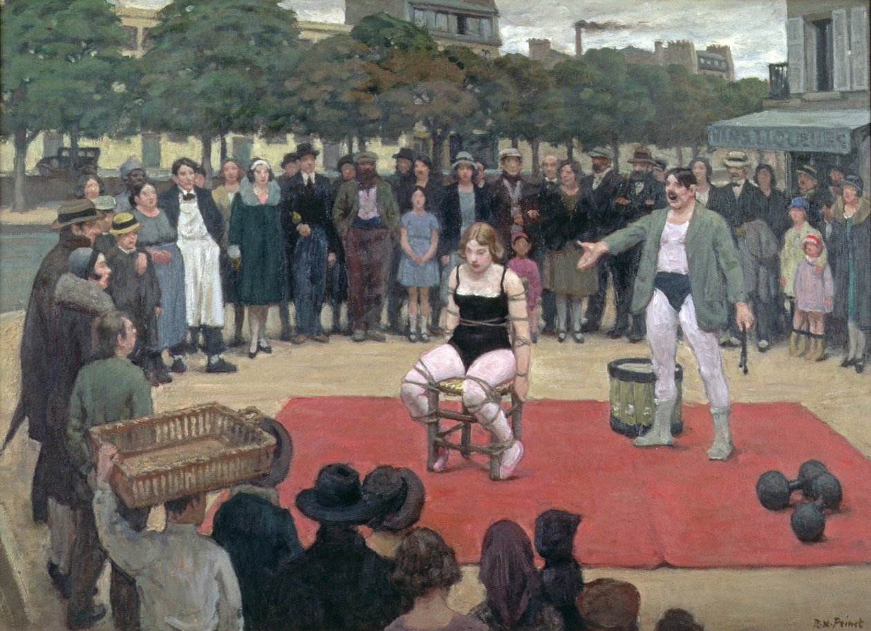 The Traveling Performers, ok. 1928-30 (olej na płótnie) autorstwa René François Xavier Prinet