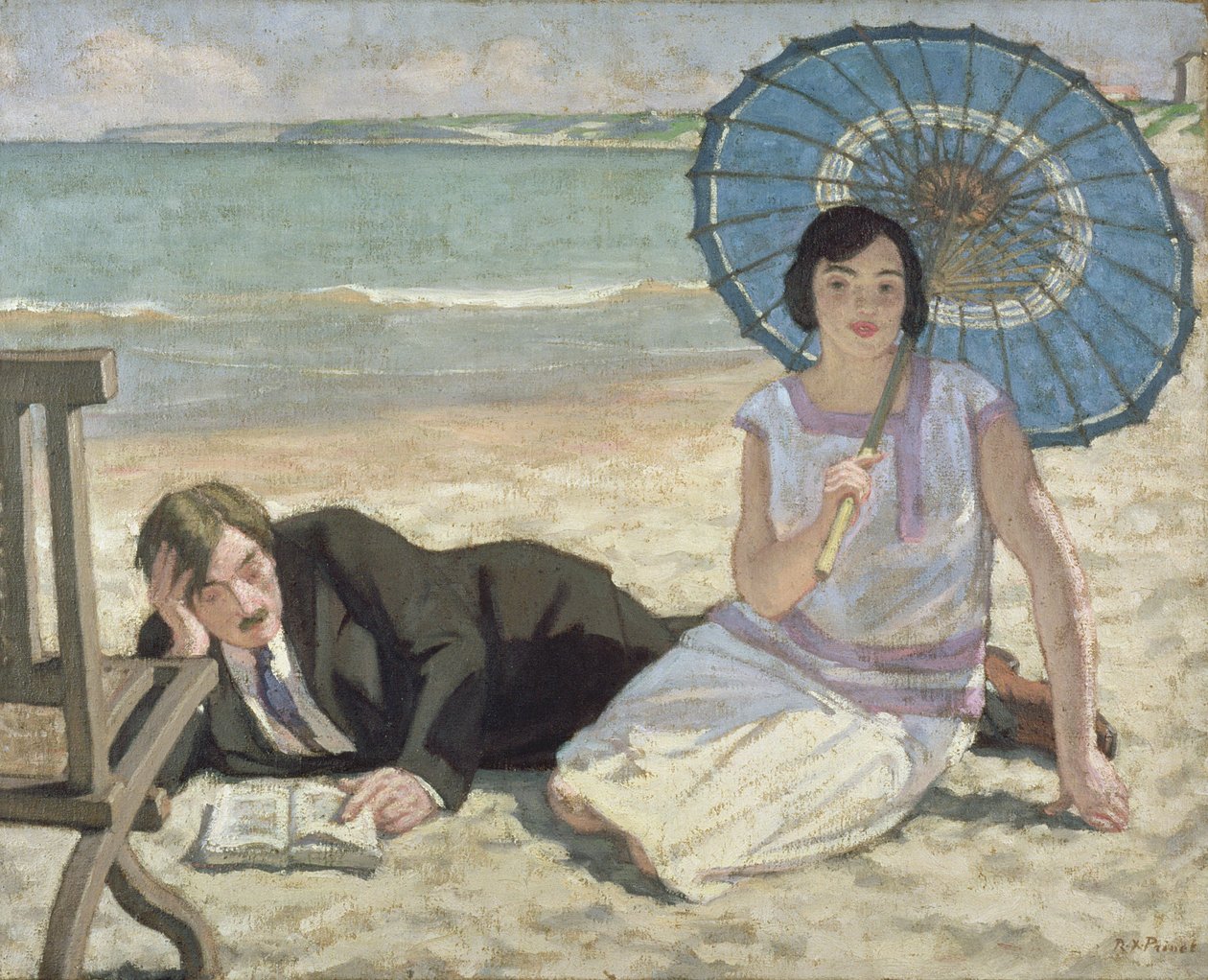 Kobieta z parasolką, ok. 1925 r. (olej na płótnie) autorstwa René François Xavier Prinet