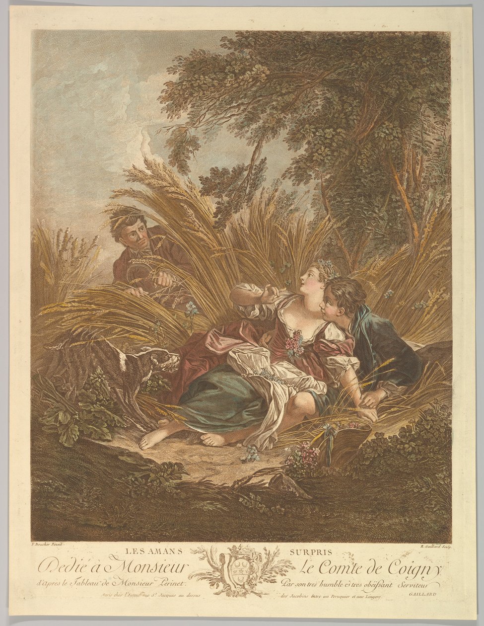 Les Amans Surpris Zaskoczeni Kochankowie, XVIII wiek. autorstwa Rene Gaillard