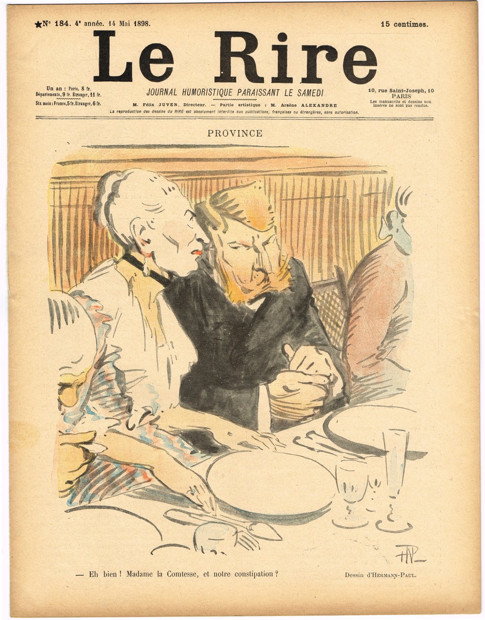 Okładka „Le Lire”, Satyryczna w kolorach autorstwa Rene George Hermann Paul