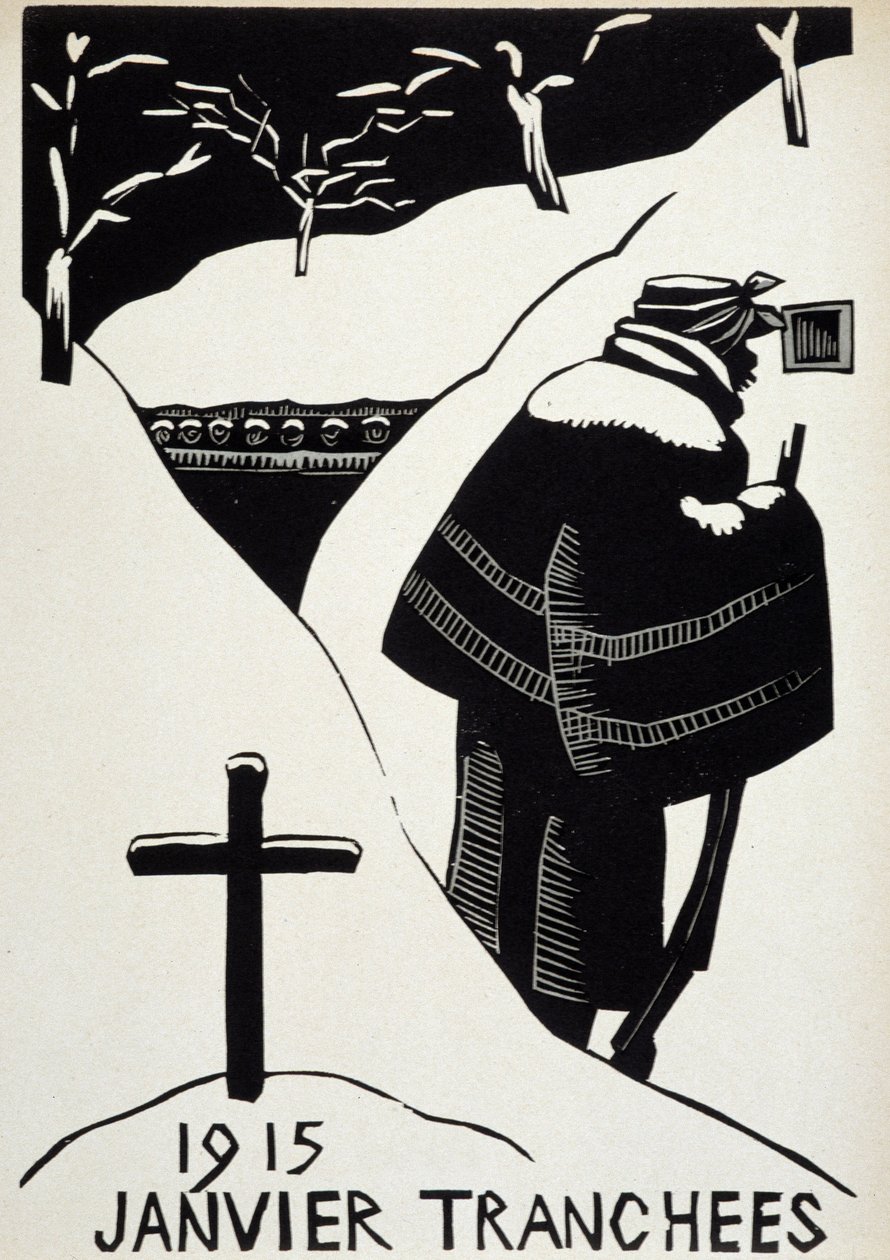 Styczeń 1915: les trenches - w „Kalendarzu Wojennym”, il. Herman-Paul, Librairie Lutetia, Paryż autorstwa Rene George Hermann Paul