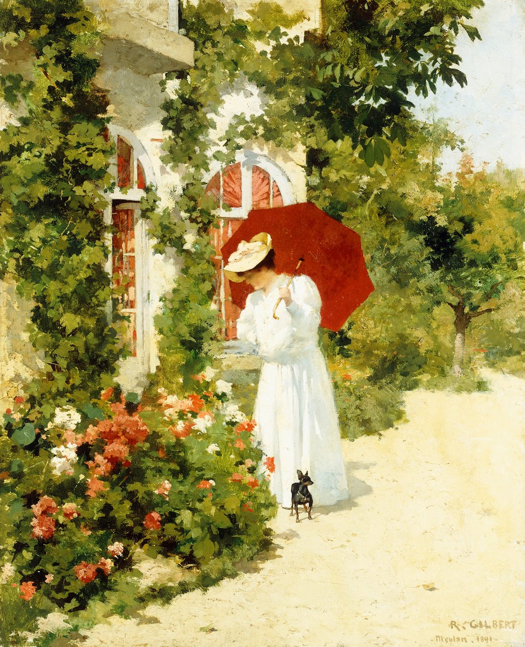 Czerwony parasol, 1891 autorstwa Rene Joseph Gilbert