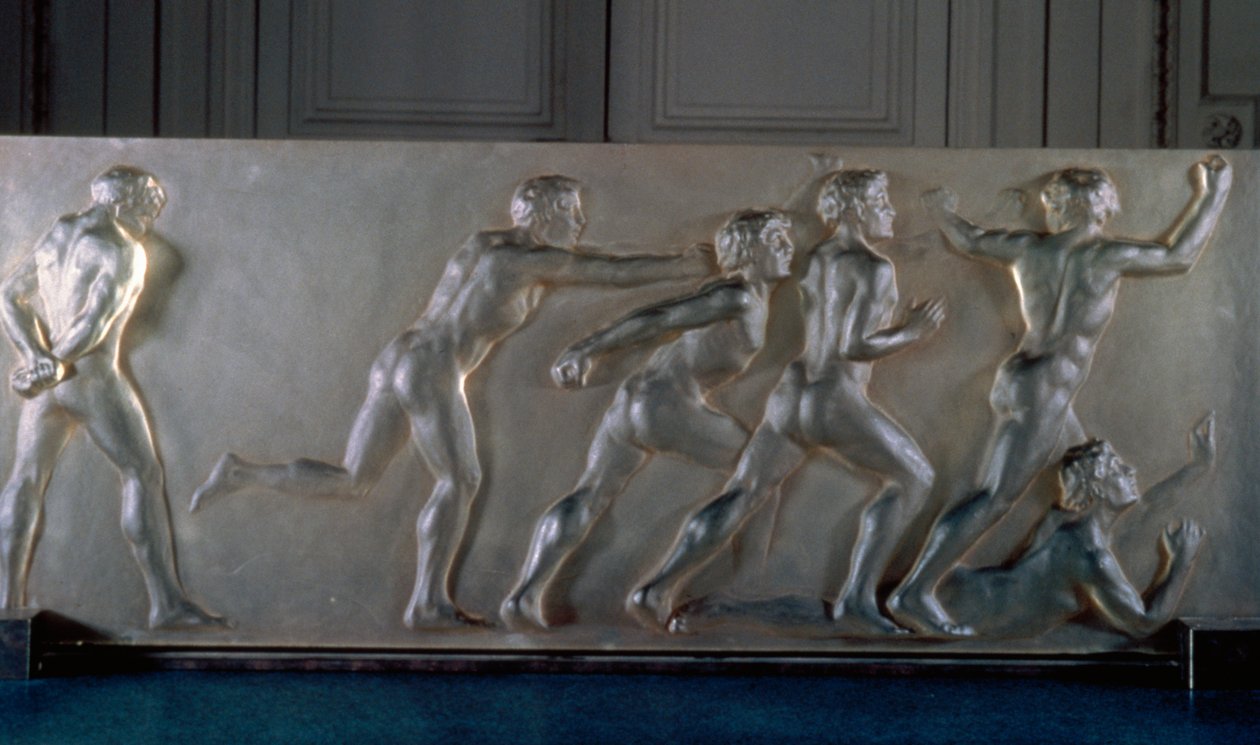 Panel sportowców w szkle autorstwa Rene Jules Lalique