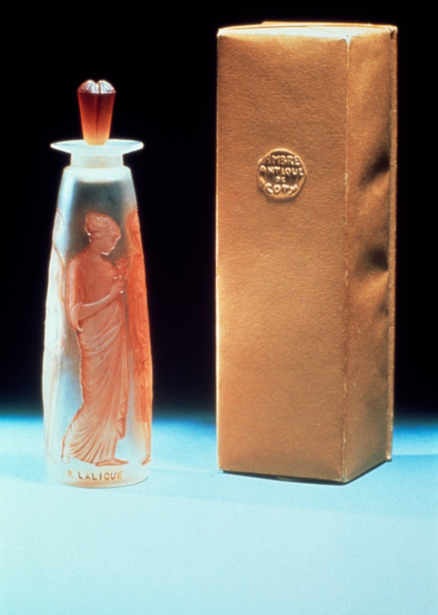 Szklany flakon do perfum Ambre Antique marki Coty autorstwa Rene Jules Lalique