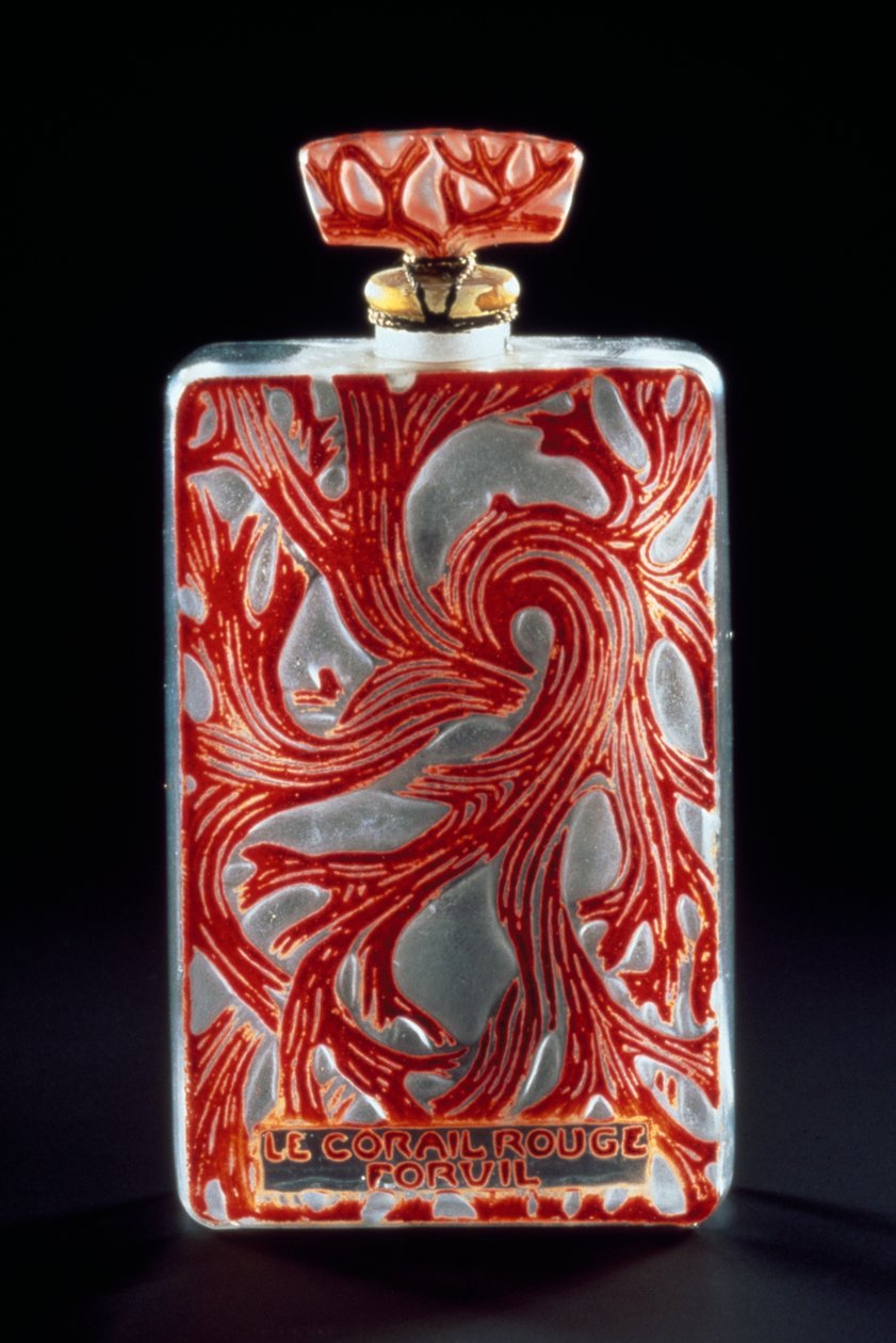 Szklany flakon do perfum Red Coral (Le Corail Rouge) firmy Forvil autorstwa Rene Jules Lalique