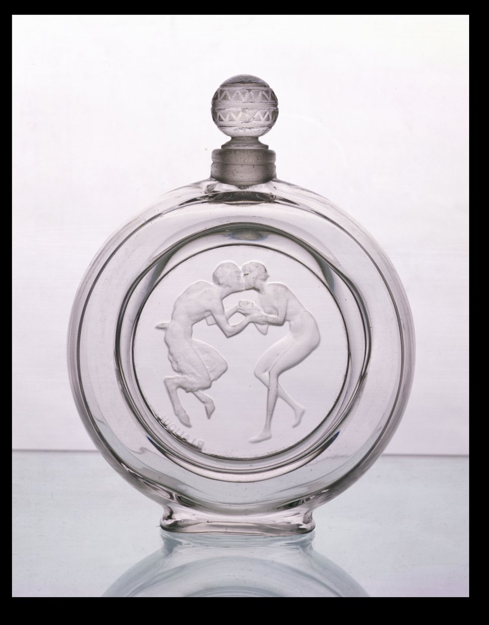 Le Baiser du Faune, przezroczysty szklany flakon zapachowy do Molinard od Lalique autorstwa Rene Jules Lalique