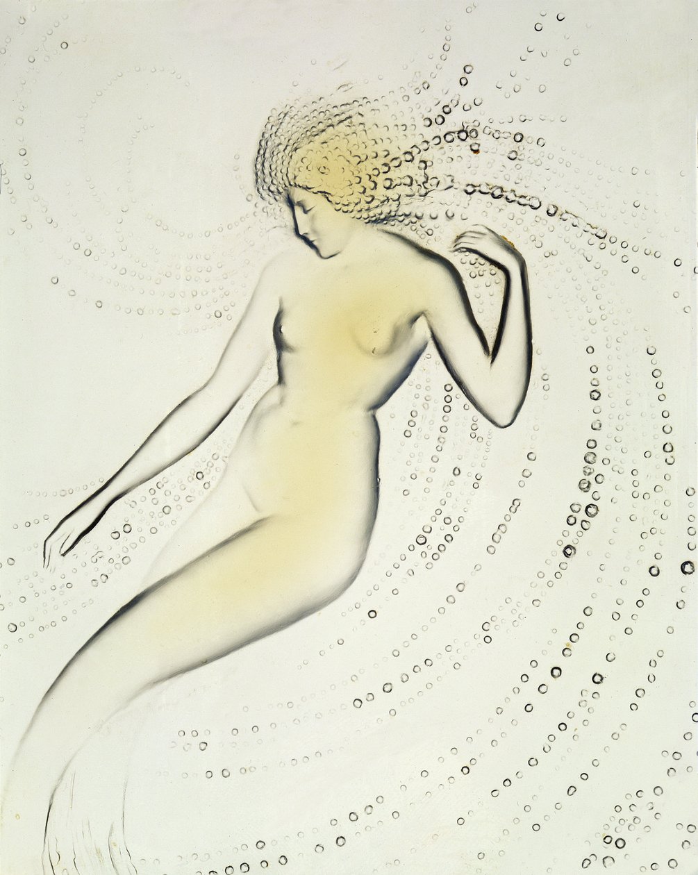 Trepied Sirene, opalizująca czasza przedstawiająca szczegół nimfy wodnej autorstwa Lalique autorstwa Rene Jules Lalique