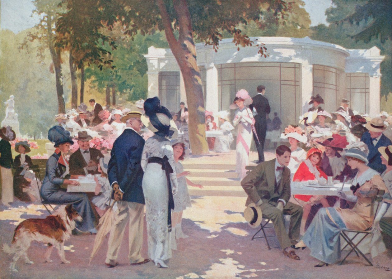 The Delightful Hour, ilustracja do broszury o kąpielisku termalnym w Vittel, koniec XIX wieku autorstwa Rene Lelong