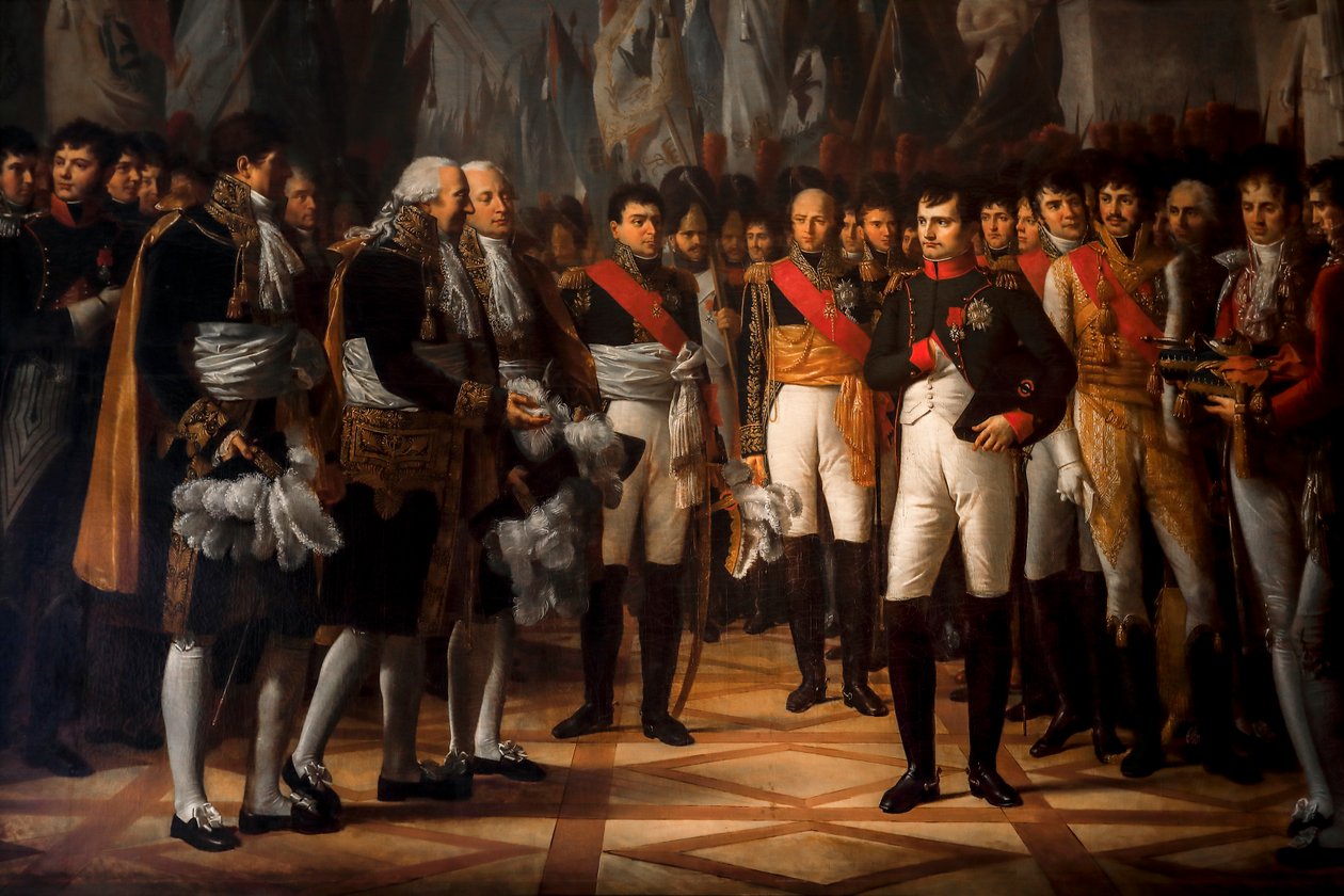 Napoleon przyjmujący posłów senatu w Pałacu Królewskim w Berlinie autorstwa Rene Theodore Berthon