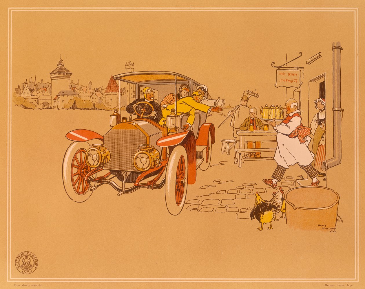 Plakat reklamujący samochody Berliet, 1906 autorstwa Rene Vincent