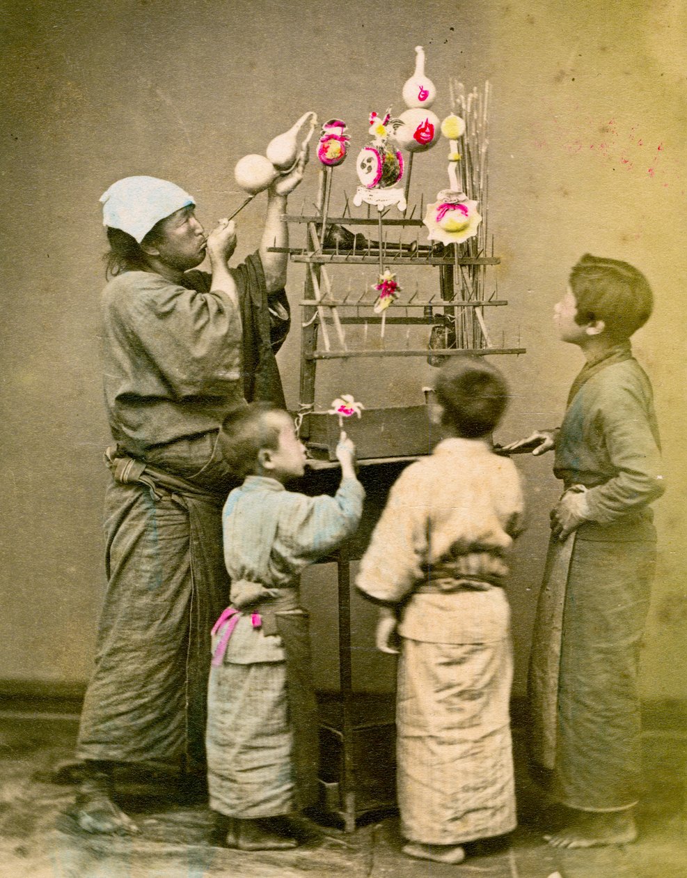 Sprzedawca balonów. c1875 autorstwa Renjo Shimooka