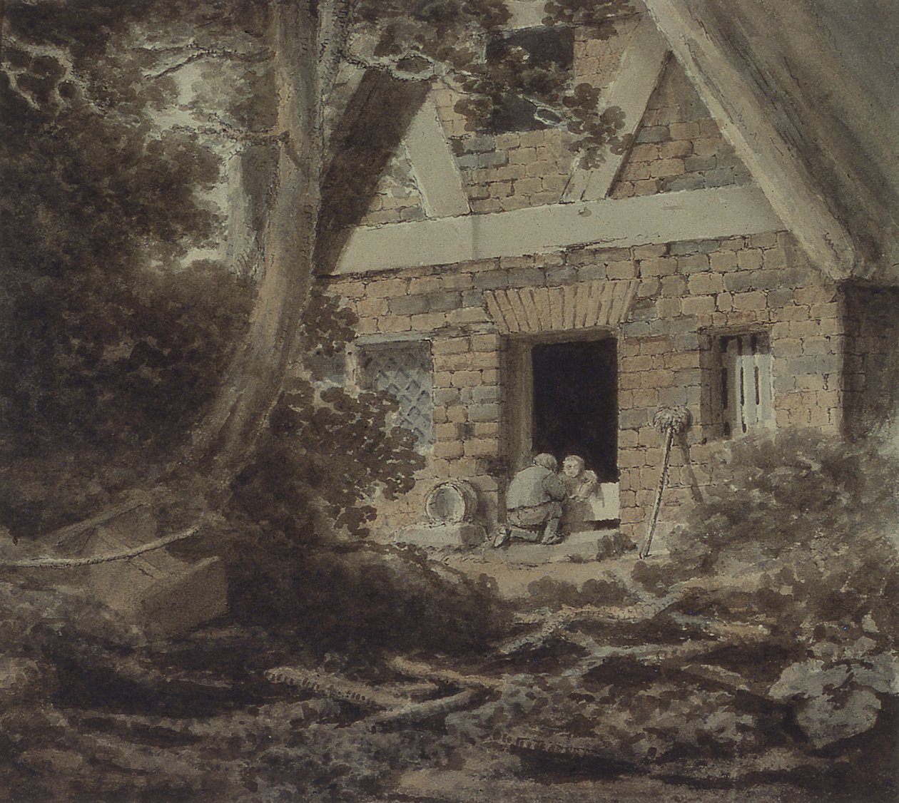 Scena w drzwiach chaty autorstwa Rev. William Bree