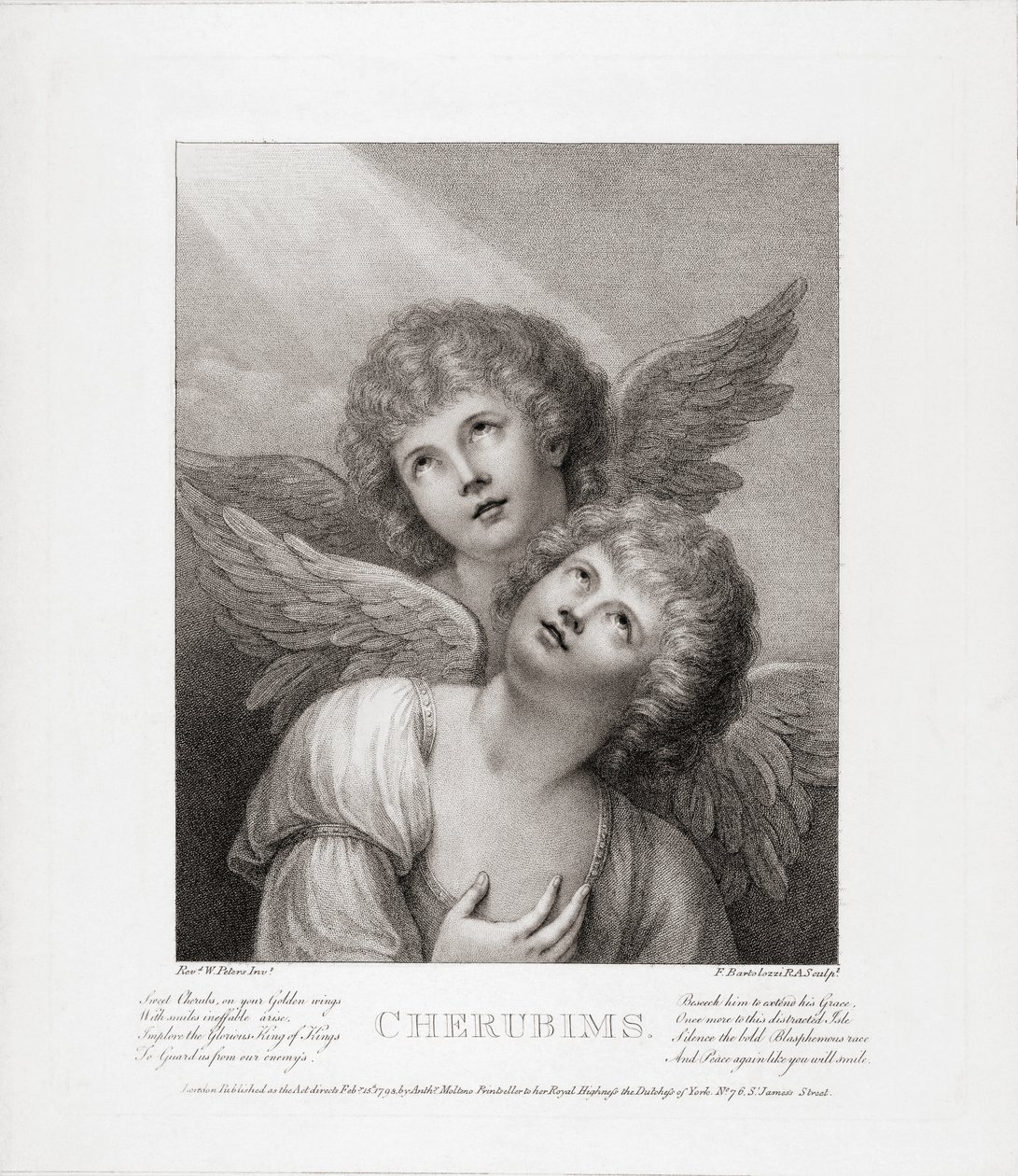 Dwa cherubiny. Dwa anioły. autorstwa Rev. Matthew William (after) Peters