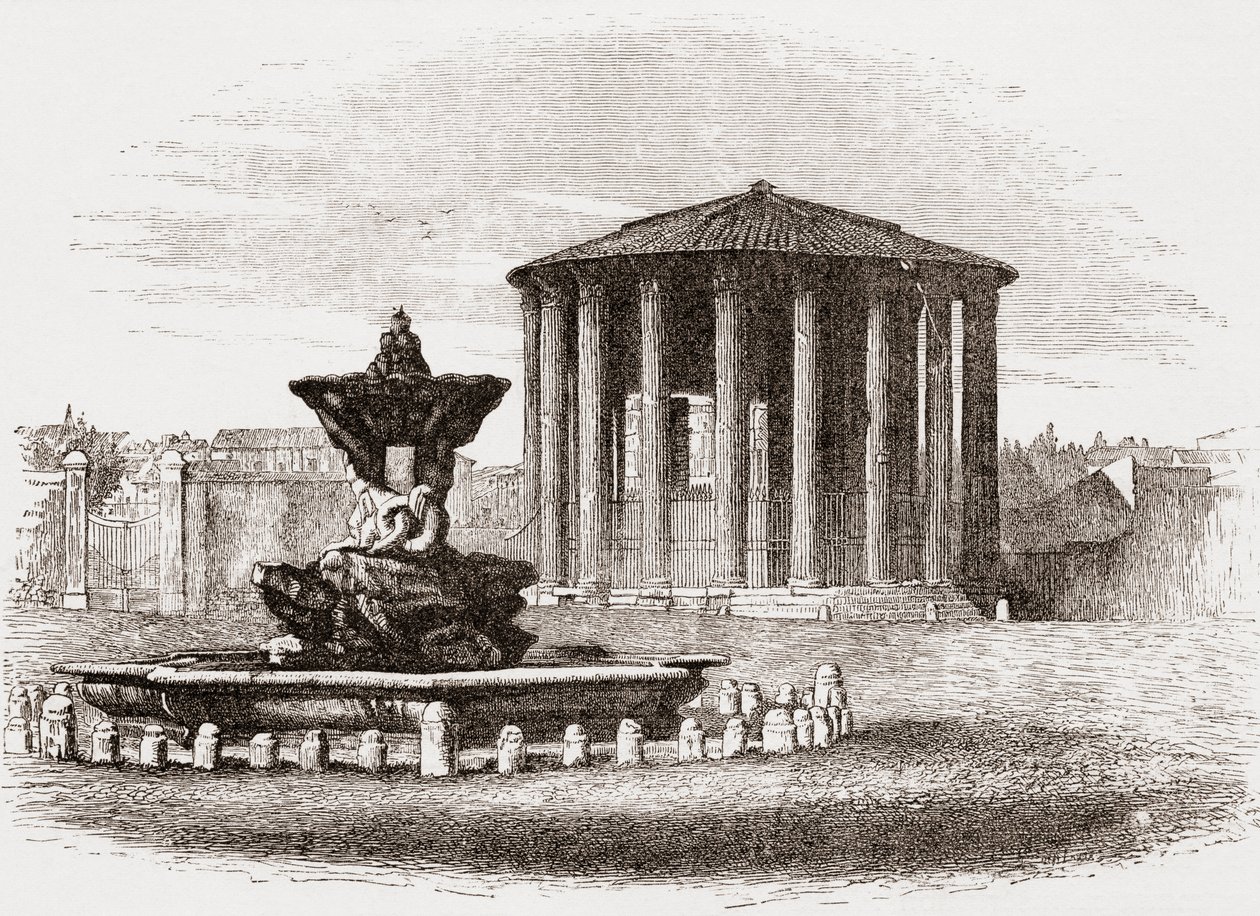 Świątynia Westy, Forum Romanum, Rzym, Włochy pod koniec XIX wieku. Z włoskich obrazów ks. Samuela Manninga, opublikowanych ok. 1890 r. autorstwa Reverend Samuel Manning