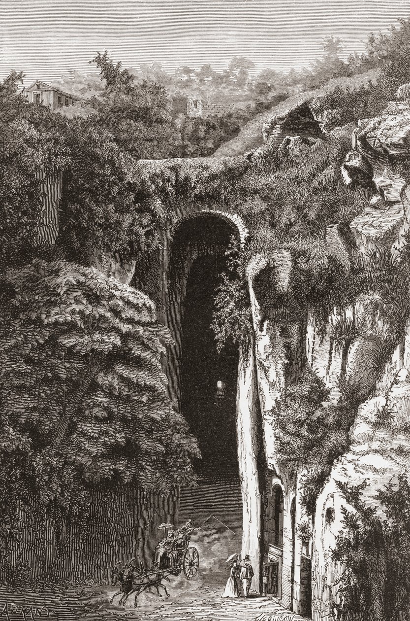 Grobowiec Wergiliusza, Neapol, południowe Włochy pod koniec XIX wieku. Z włoskich obrazów ks. Samuela Manninga, opublikowanych około 1890 roku. autorstwa Reverend Samuel Manning