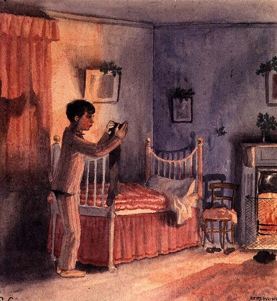 Skarpeta bożonarodzeniowa, ok. 1921 (akwarela) autorstwa Rex Whistler