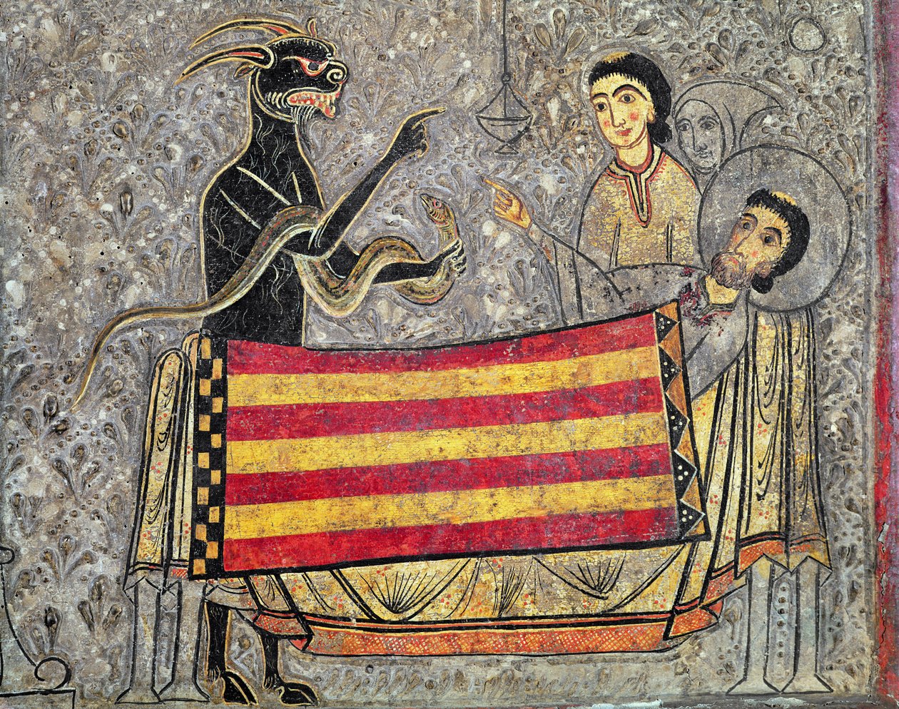 Śmierć św. Marcina z Tours, fragment frontu ołtarza z kościoła św. Marcina w Chia, 1150-1200 (tempera na desce) (detal 498163) autorstwa Ribagorça Workshop Johannes Pintor