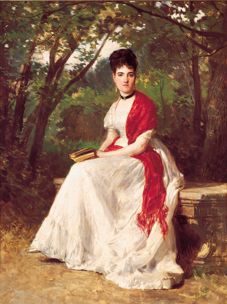 Portret Teresy Vergary, żony malarza. Obraz Ricardo Balaca i Ears-canseco (1844-1880). 1875. Madryt. Fundacja Łazarza Galdiano. autorstwa Ricardo Balaca y Canseco