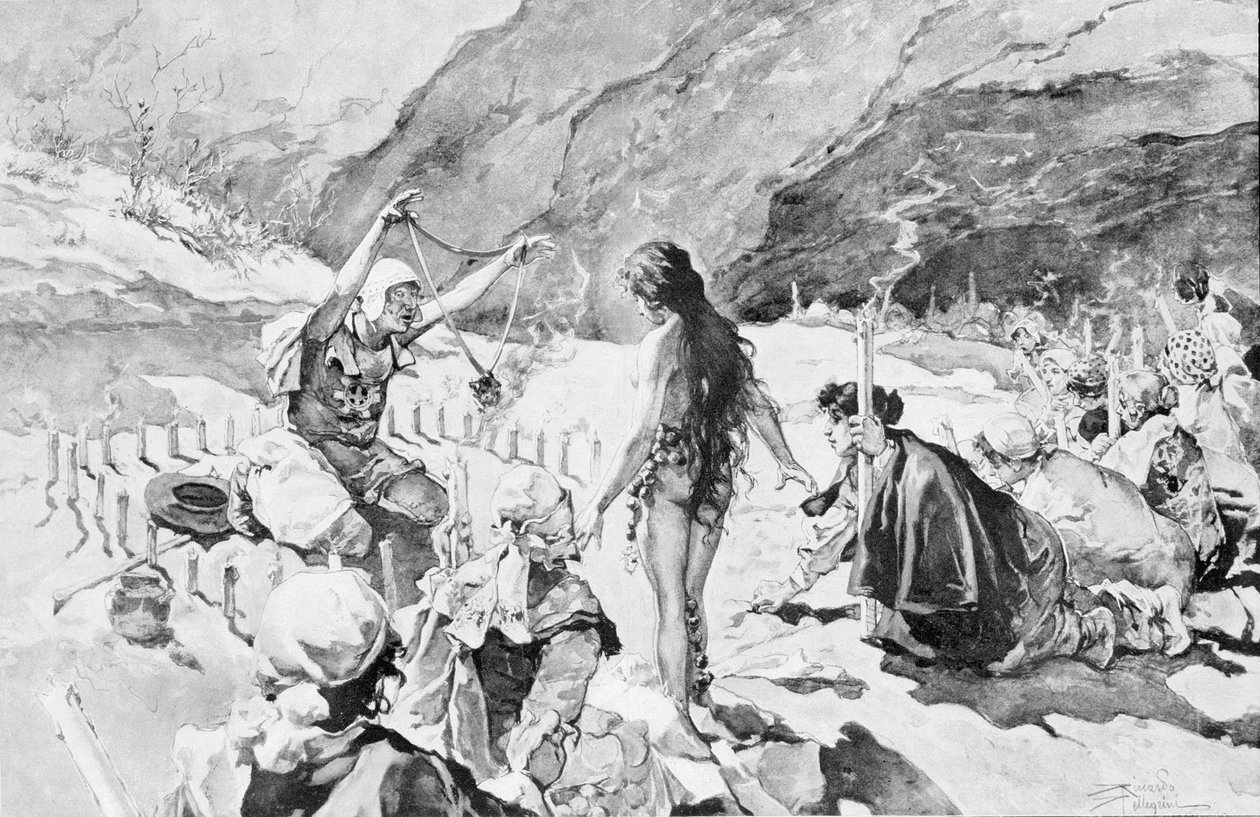 W Dolinie Róży odbywa się egzorcyzm. Rysunek R. Pellegriniego. autorstwa Riccardo Pellegrini