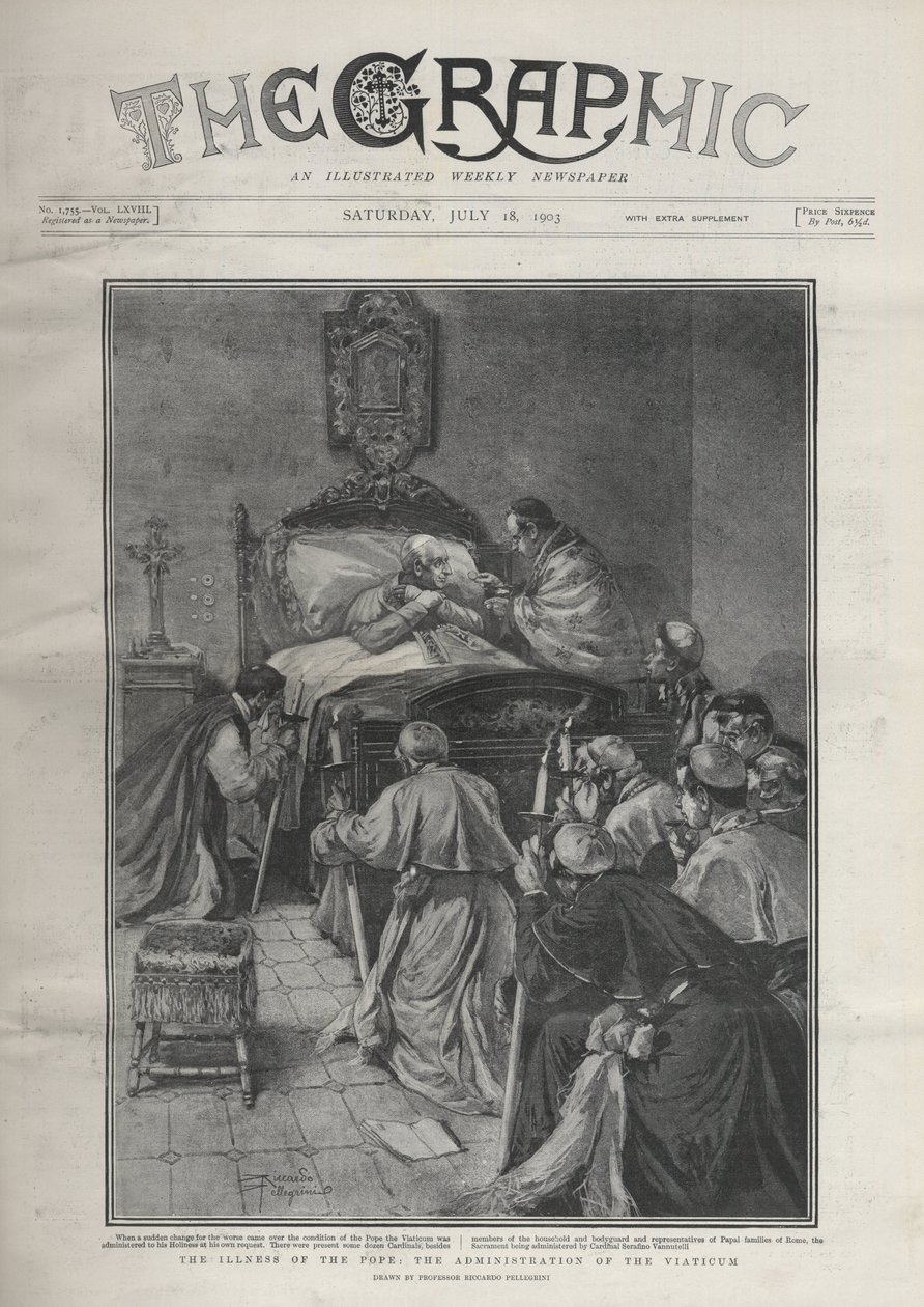 CHOROBA PAPIEŻA – CHOROBA PAPIEŻA. Choroba papieża Leona XII, przyjęcie kardynałów przez papieża, 14 lipca autorstwa Riccardo Pellegrini
