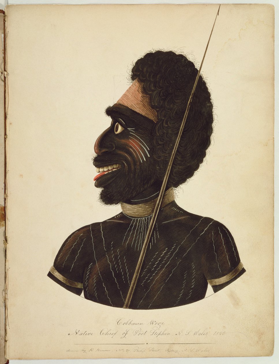 Cobbawn Wogi, rodzimy wódz Port Stephen, NSW, 1820 autorstwa Richard Browne