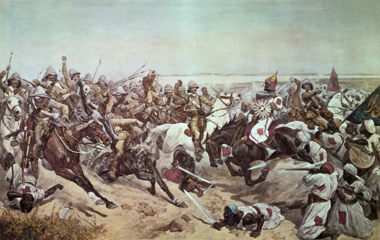 Szarża 21 ułanów w Omdurmanie, 2 września 1898 r. autorstwa Richard Caton Woodville junior
