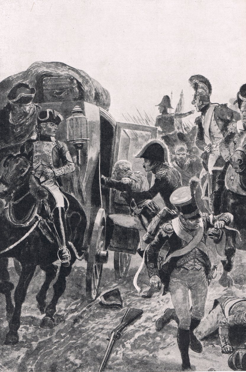 Lot wojsk hiszpańskich 27 lipca 1809 r., ilustracja z „Brytyjskich bitew na lądzie i morzu”, wydanej przez Cassell, Londyn, ok. 1910 autorstwa Richard Caton Woodville junior