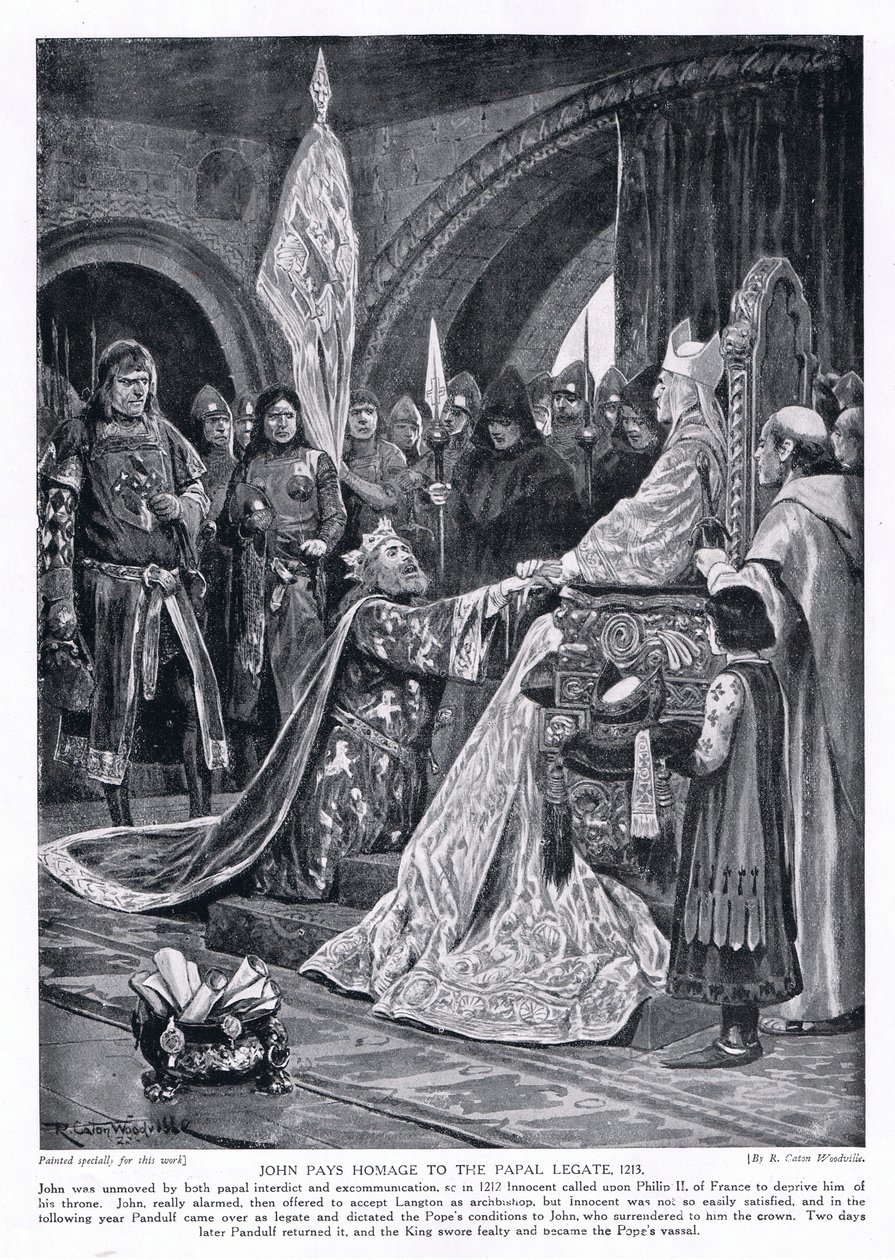 Jan składa hołd legatowi papieskiemu AD1213, 1920 autorstwa Richard Caton Woodville junior