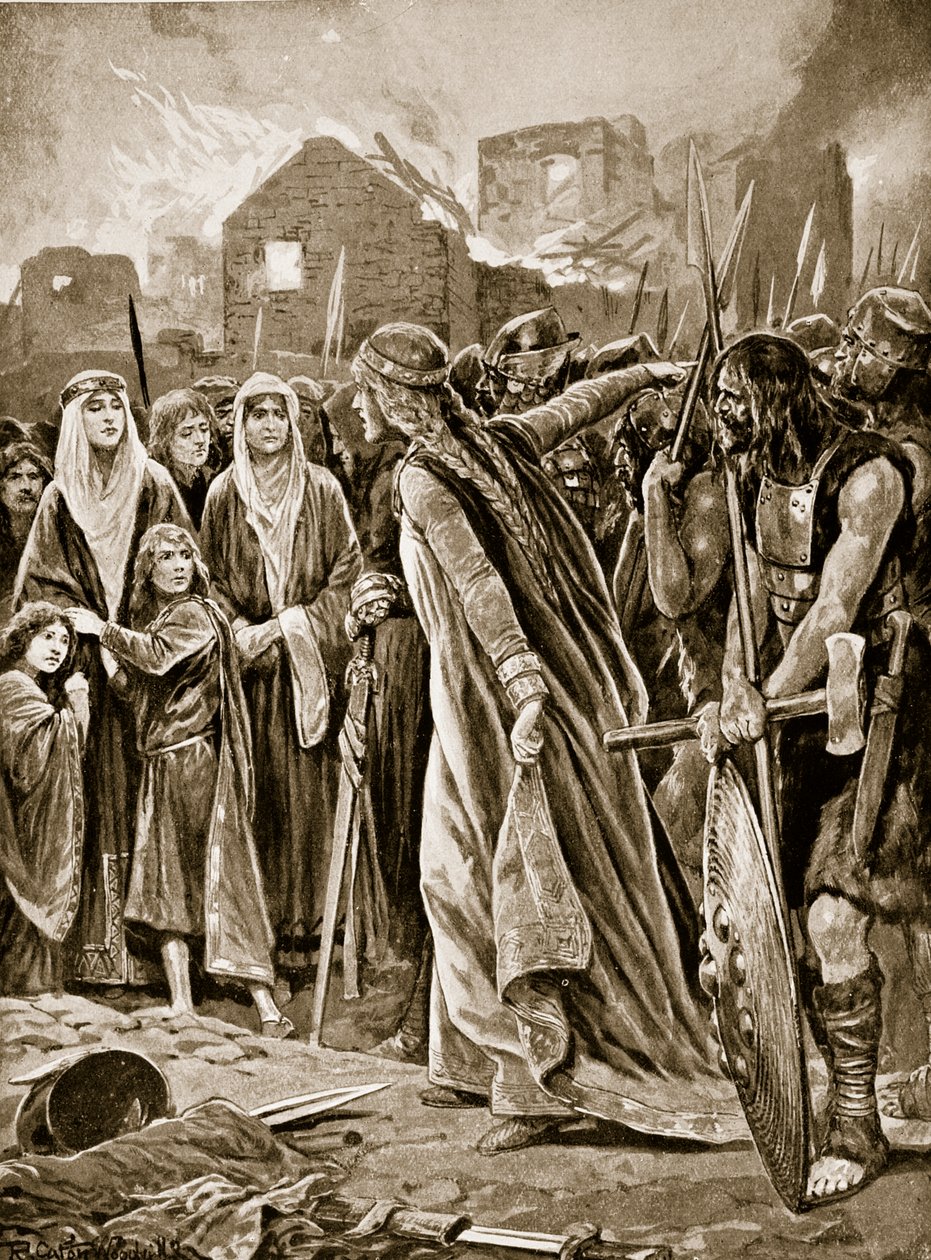 Więźniowie przed Ethelfledem po szturmie na Brecon, ilustracja z „Hutchinson