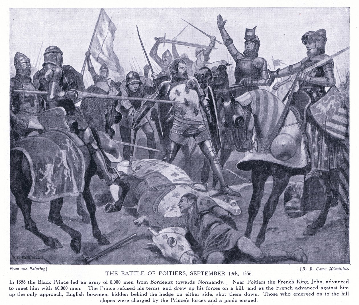 Bitwa pod Poitiers AD1356, 1920 autorstwa Richard Caton Woodville junior