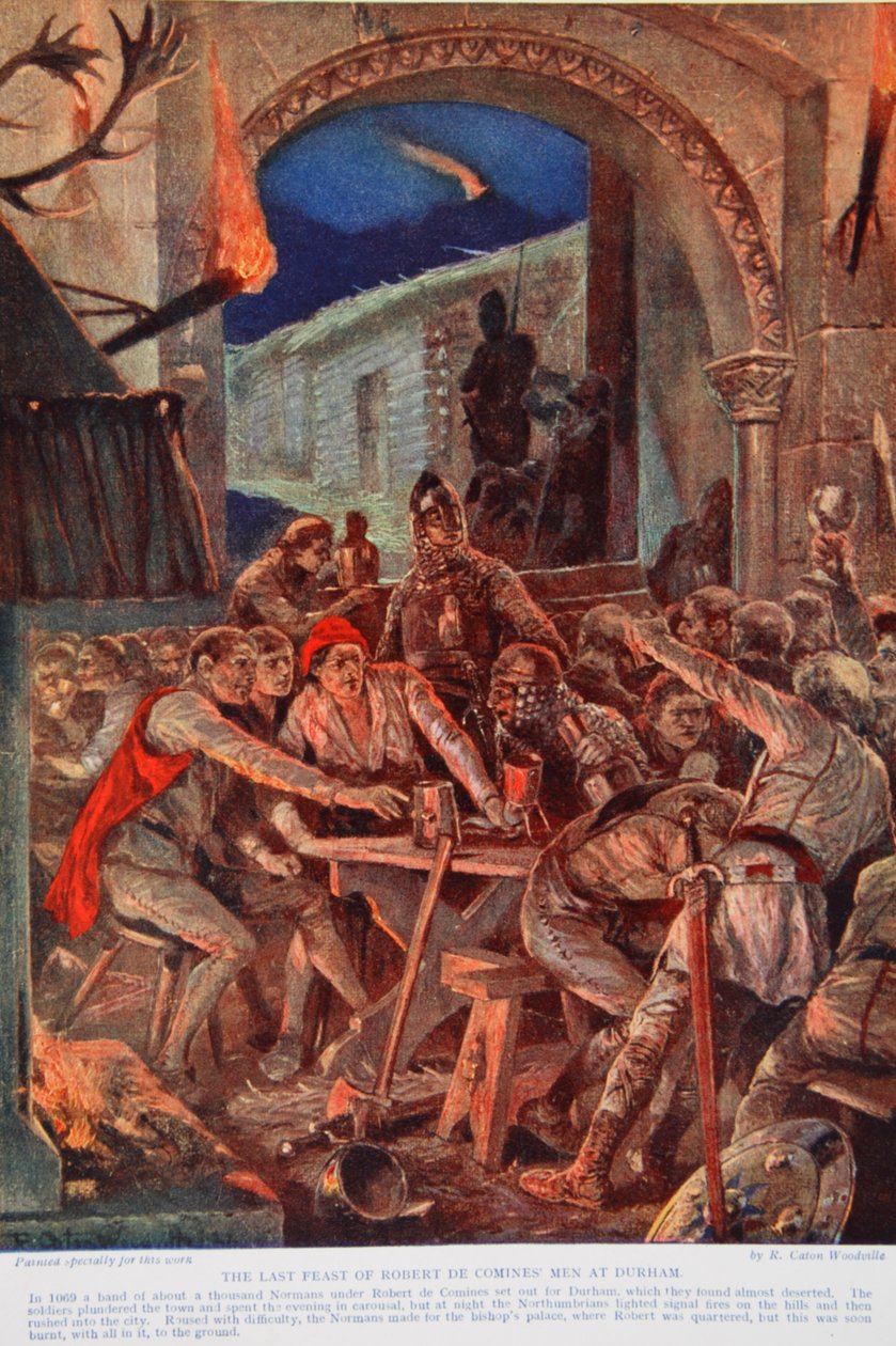 Ostatnie święto ludzi Roberta de Comines w Durham, 1069, ilustracja z „Hutchinson
