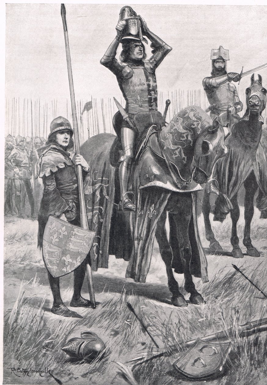 Wtedy powiedział Sir John Chandos Sire, Ride Forward, The Day is Yours, ilustracja z "British Battles on Land and Sea", wydana przez Cassell, Londyn, ok. 1910 r. autorstwa Richard Caton Woodville junior