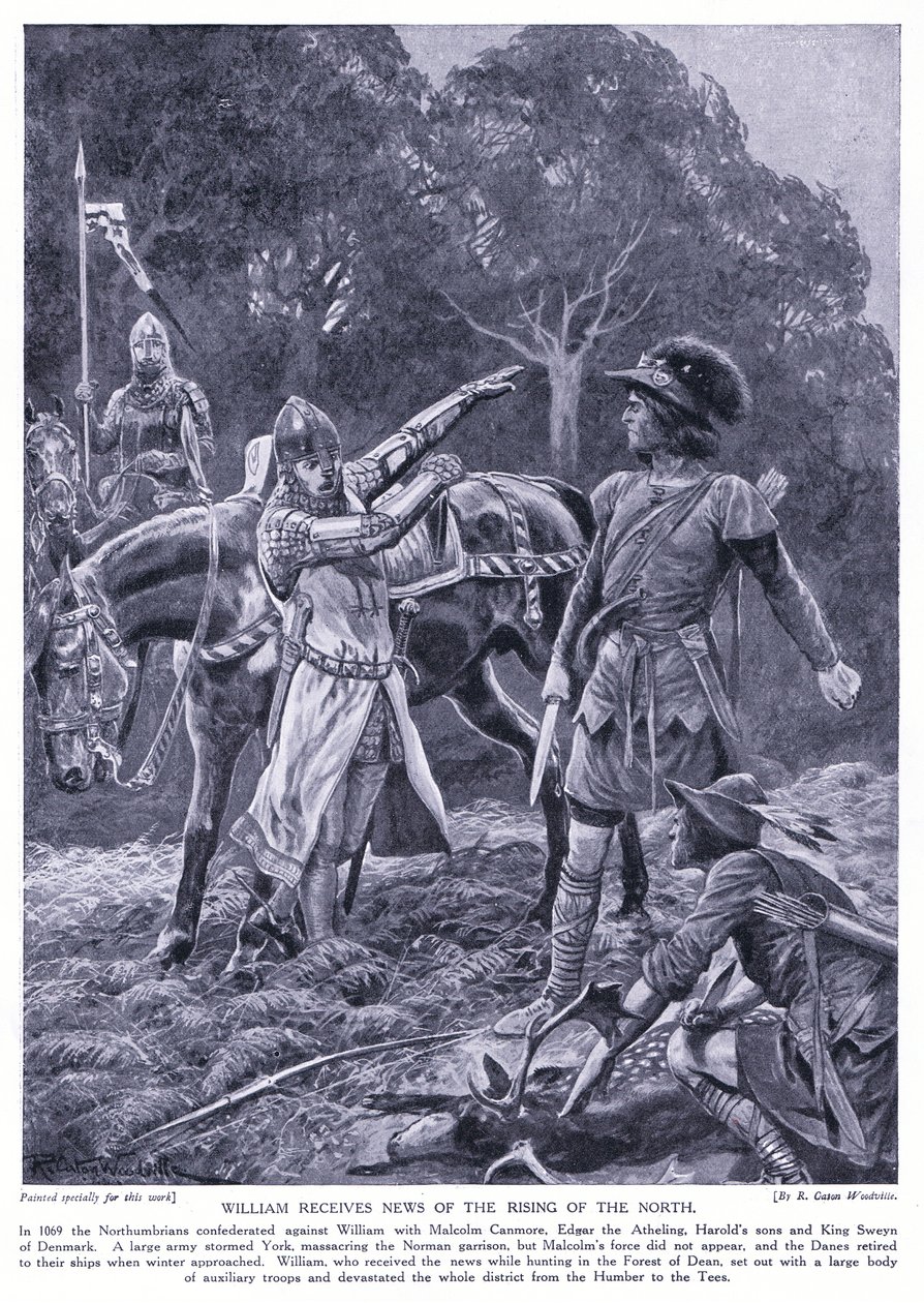 William otrzymuje wiadomość o powstaniu na północy AD1069, 1920 autorstwa Richard Caton Woodville junior