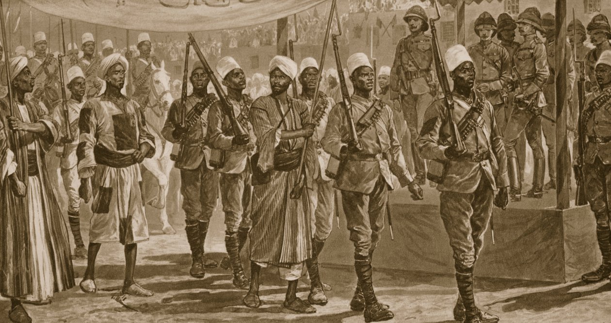Podbój Sudanu Lorda Kitchenera, 1896-98 - Mahmoud, naczelny porucznik kalifa, wzięty do niewoli po bitwie pod Atbarą, z „Ilustrowanych wiadomości londyńskich”, 1901 autorstwa Richard Caton Woodville