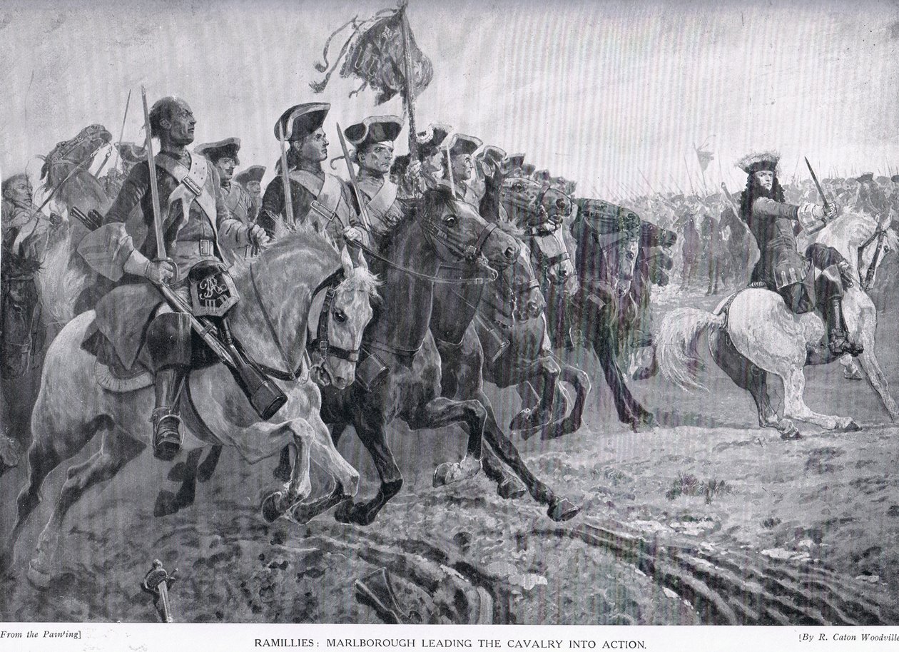 Ramillies: Marlborough prowadzący kawalerię do akcji, ok. 1910 autorstwa Richard Caton Woodville
