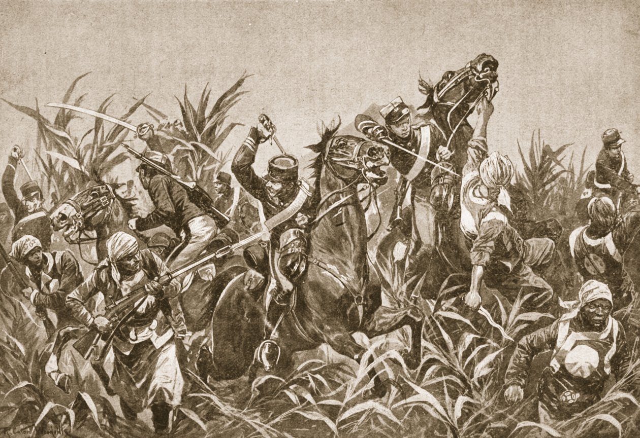 Runda bojowa Tientsin: szarża kawalerii japońskiej, ilustracja z „Bitwy XIX wieku: tom. VII, The Chinese War of 1900-1901