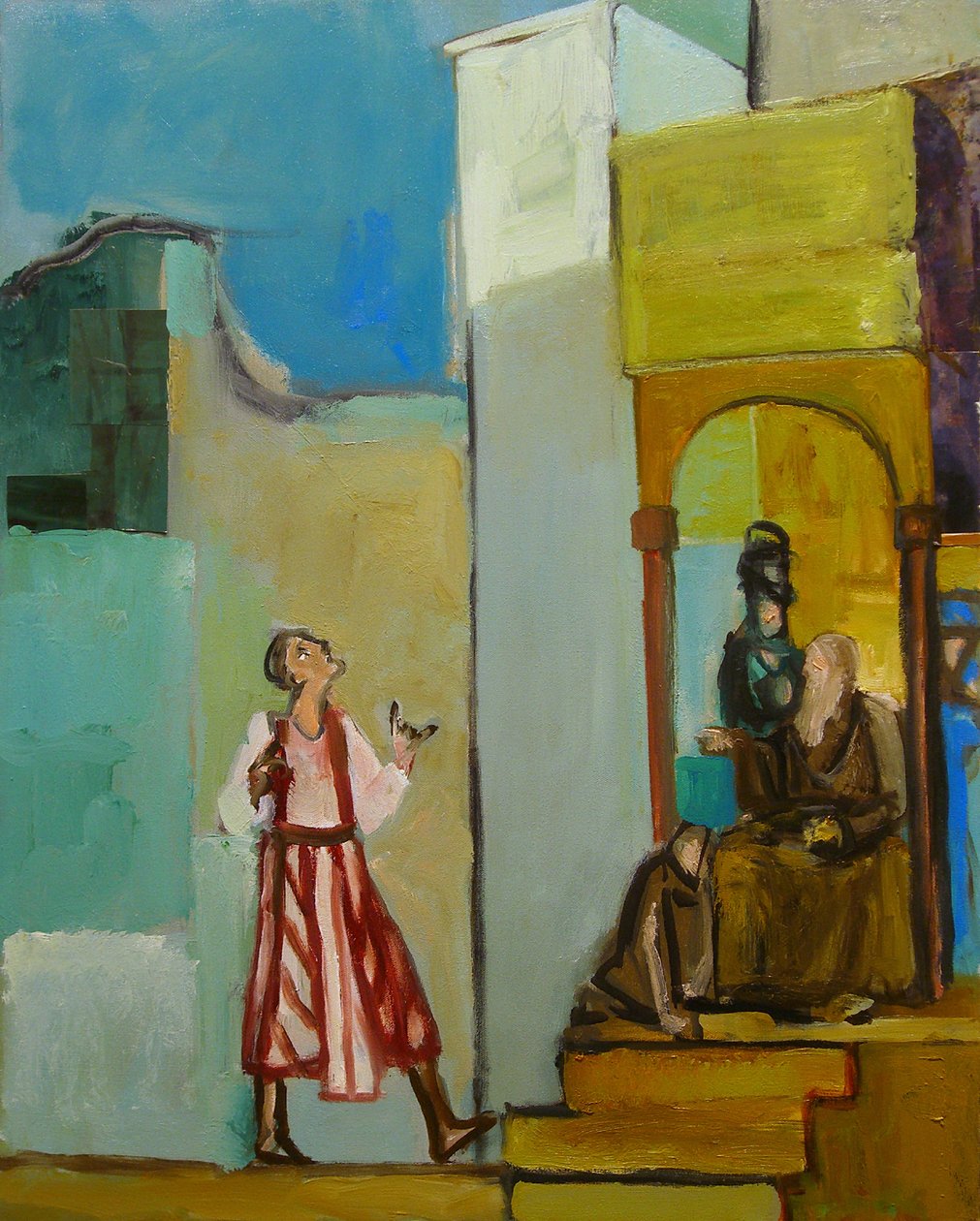 Joseph wysłany do swoich braci, 1998 (olej i kolaż na płótnie) autorstwa Richard Contemporary Artist Mcbee