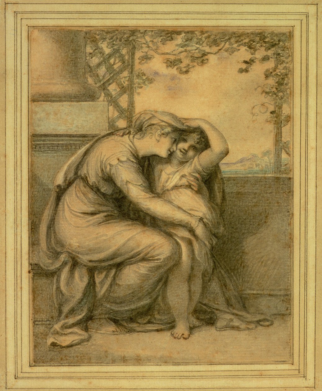Andromacha i Astianaks, 1789 (wc nad ołówkiem na papierze) autorstwa Richard Cosway