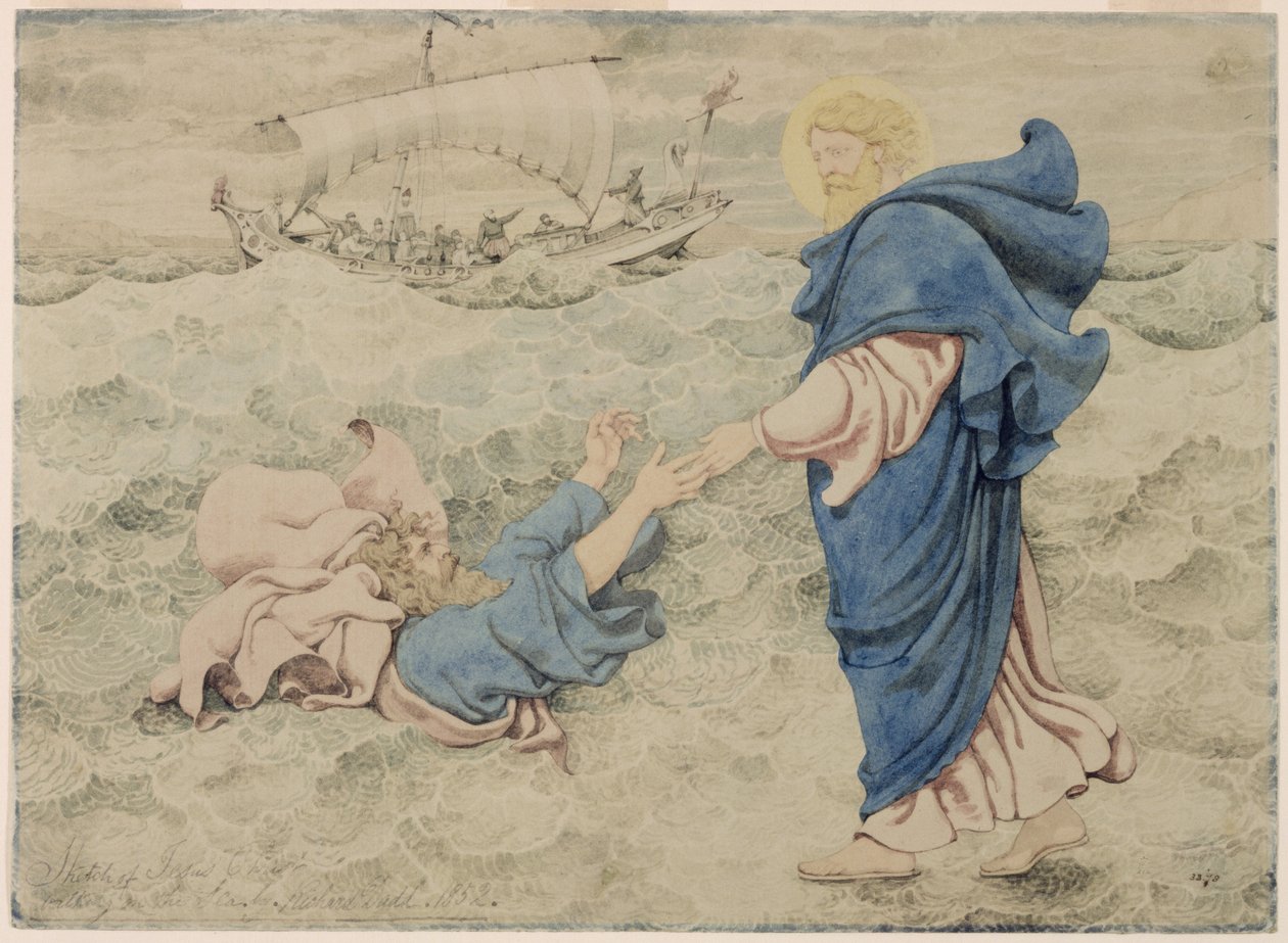 Szkic Chrystusa idącego po wodzie autorstwa Richard Dadd